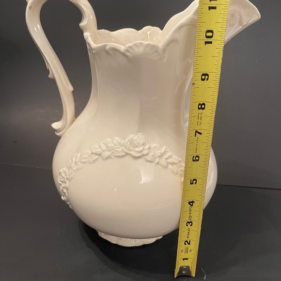 Vintage Ceramic Water Pitcher with Rose Garland Detail - Picture 3 of 8